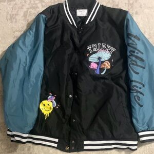 Rue 21 Varsity Jacket with Color Blocking and Ribbed Trim XL